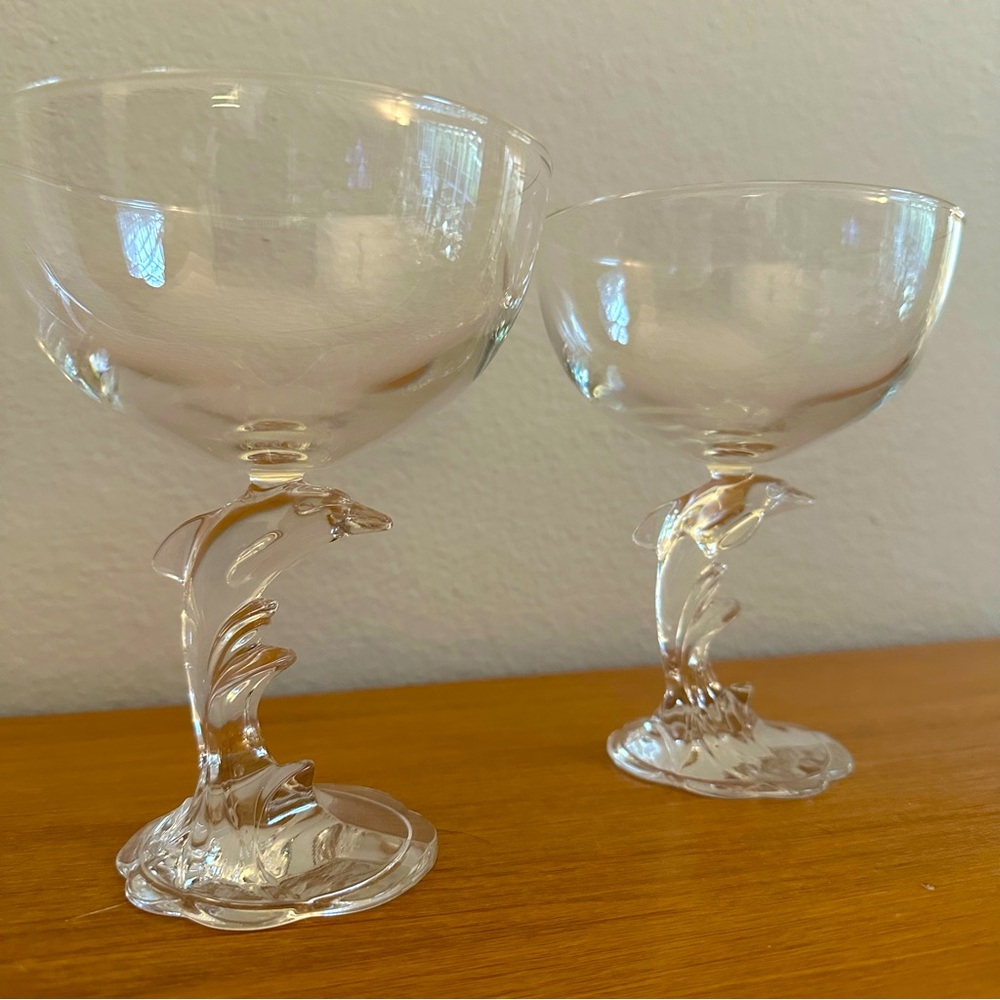 Dolphin Clear Champagne/Margarita/Sherbet glasses by CRISTAL D'ARQUES